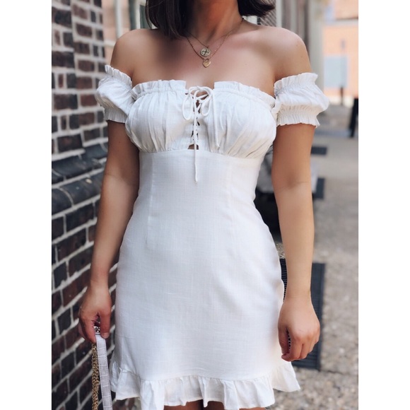 Dresses & Skirts - Last 1✨Iris White Linen Off The Shoulder Dress